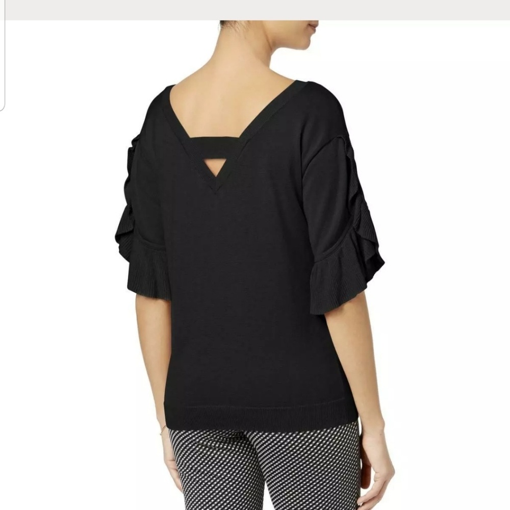 NWT ruffle bateau neck short sleeve sweater, L